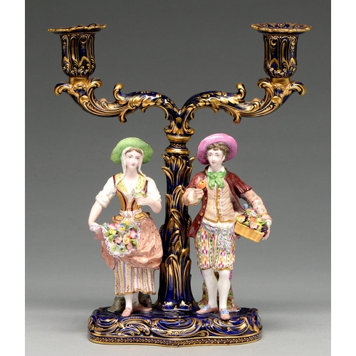 A Minton candelabrum, c1830, of two