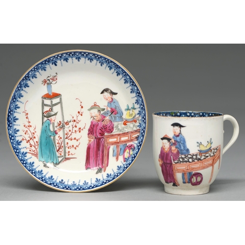 A Worcester coffee cup and saucer, c1765,