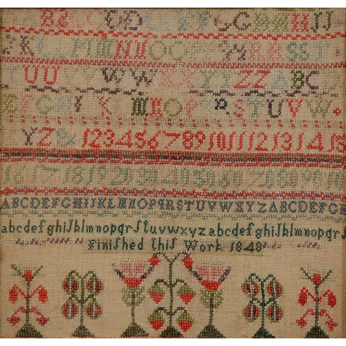 A Victorian linen sampler over 2fb0126