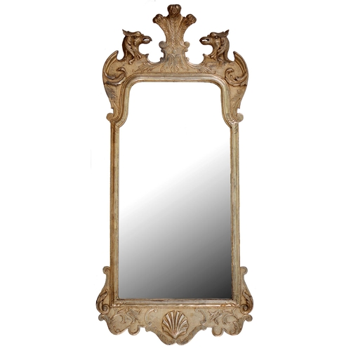 A Queen Anne style silvered gesso mirror,