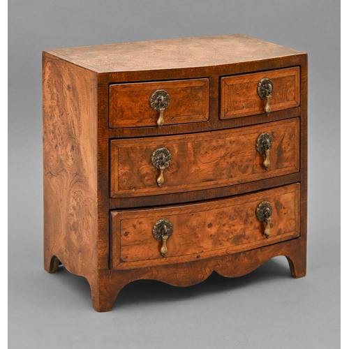 Miniature furniture. A walnut, burr