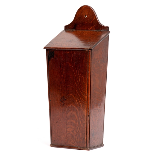 A Regency oak wall hanging cutlery box,