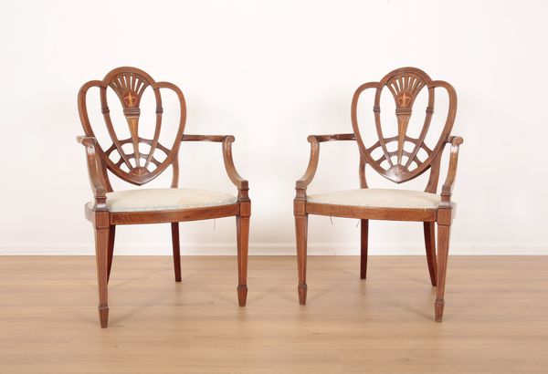 A PAIR OF EDWARDIAN MAHOGANY ARMCHAIRS