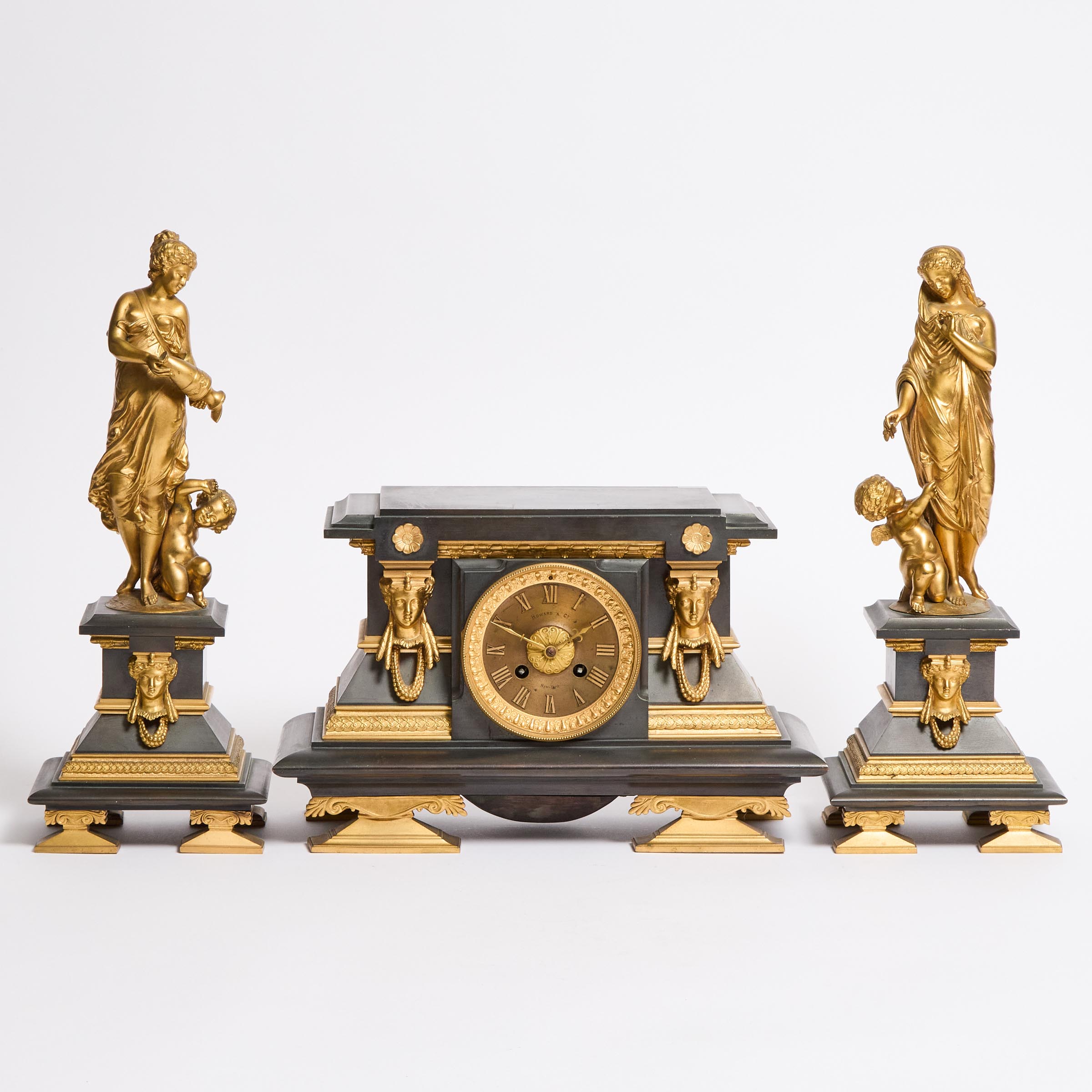 French Neo-Grec Gilt and Patinated Bronze