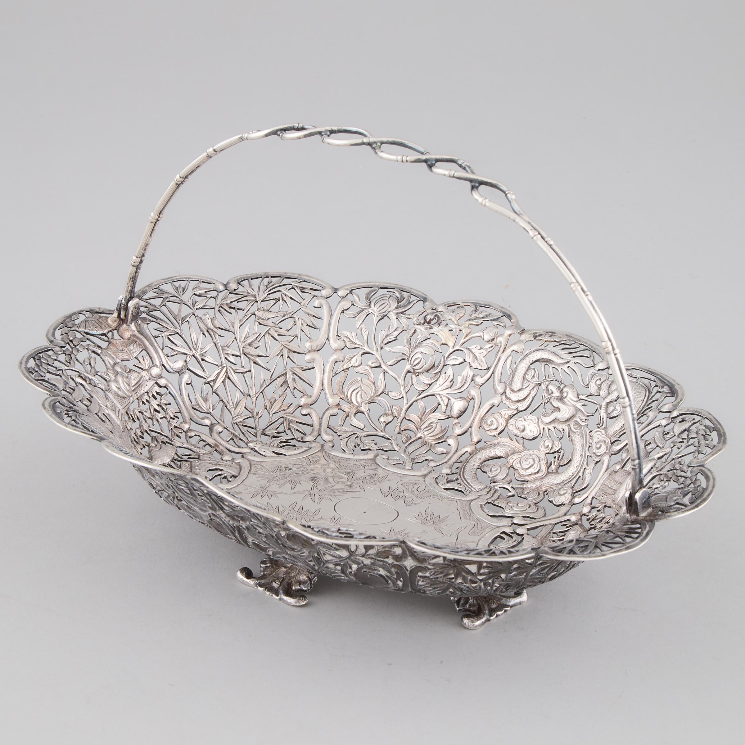 Chinese Export Silver Basket, Cumwo,