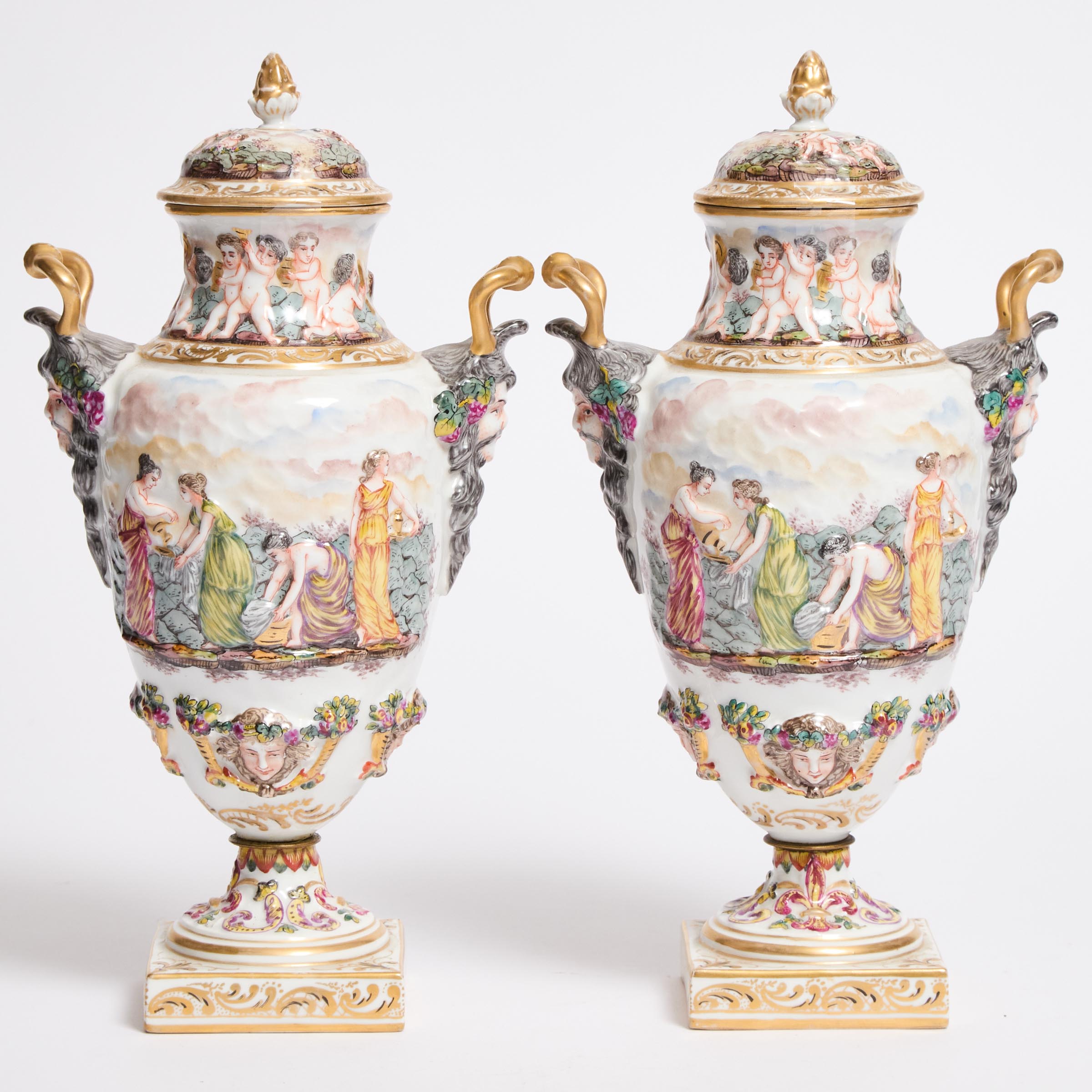 Pair of Naples Porcelain Covered 2fb046a