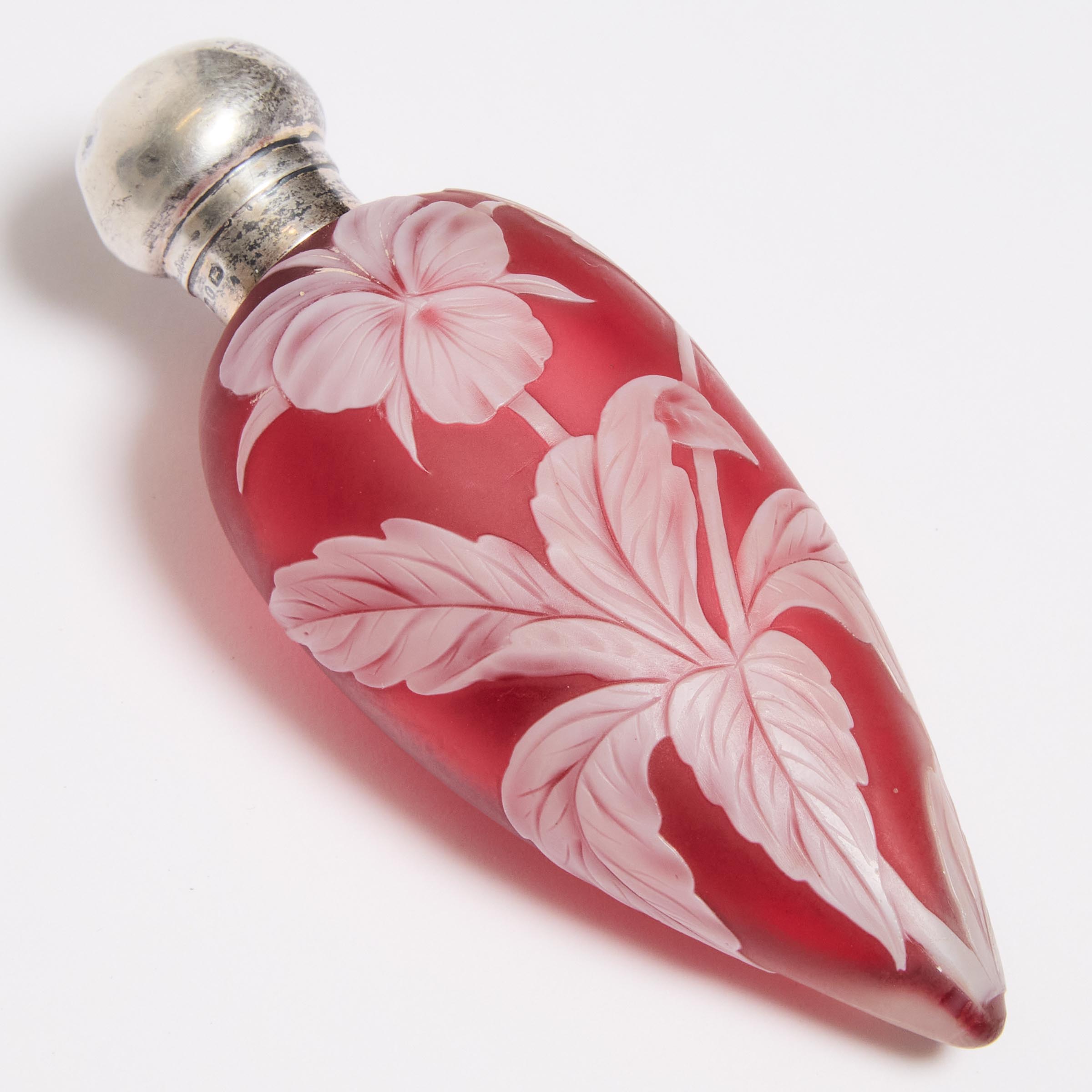 English Red Cameo Glass Small Perfume 2fb0424