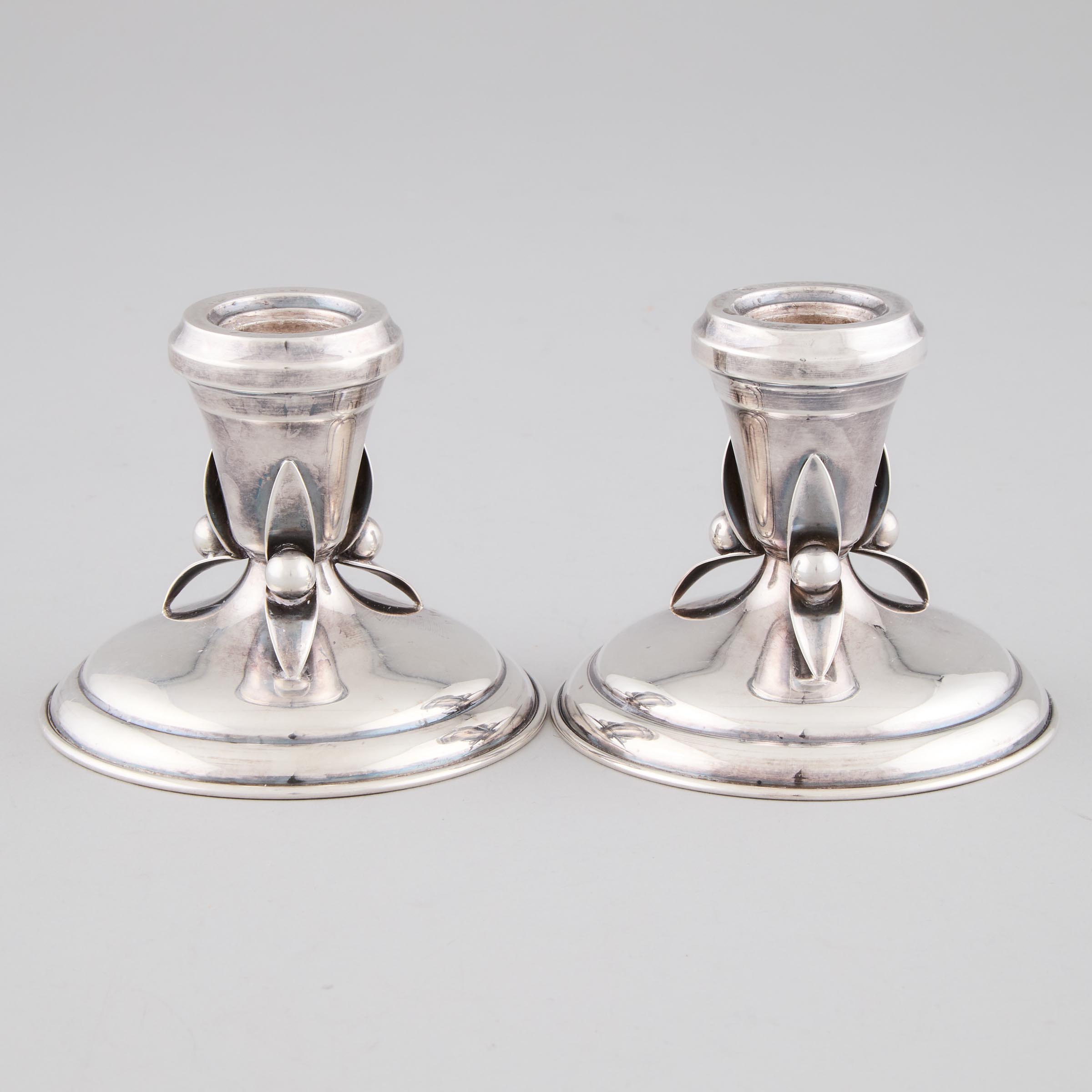 Pair of Canadian Silver Low Candlesticks  2fb049f