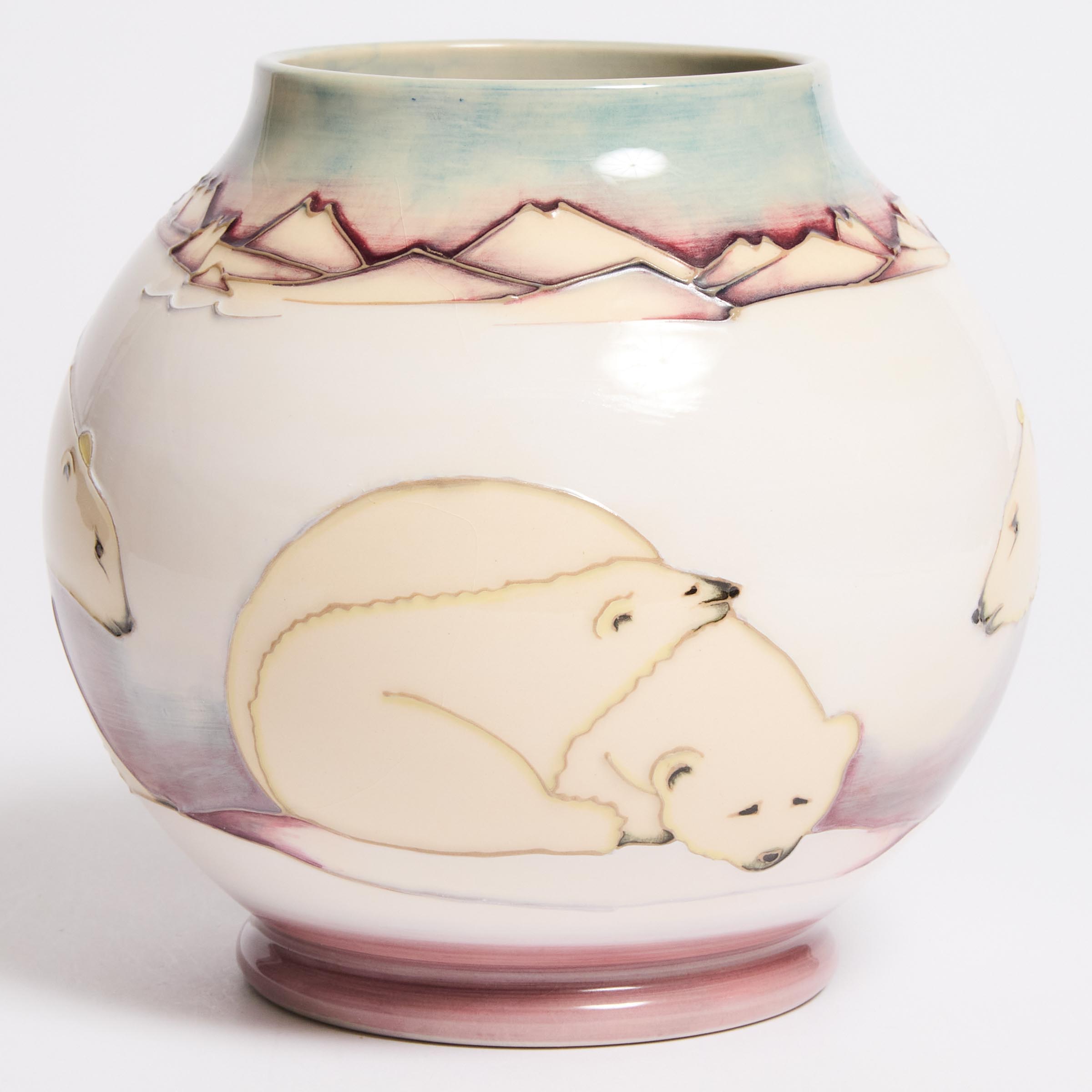 Moorcroft Polar Bear Vase, 8/250, c.1988