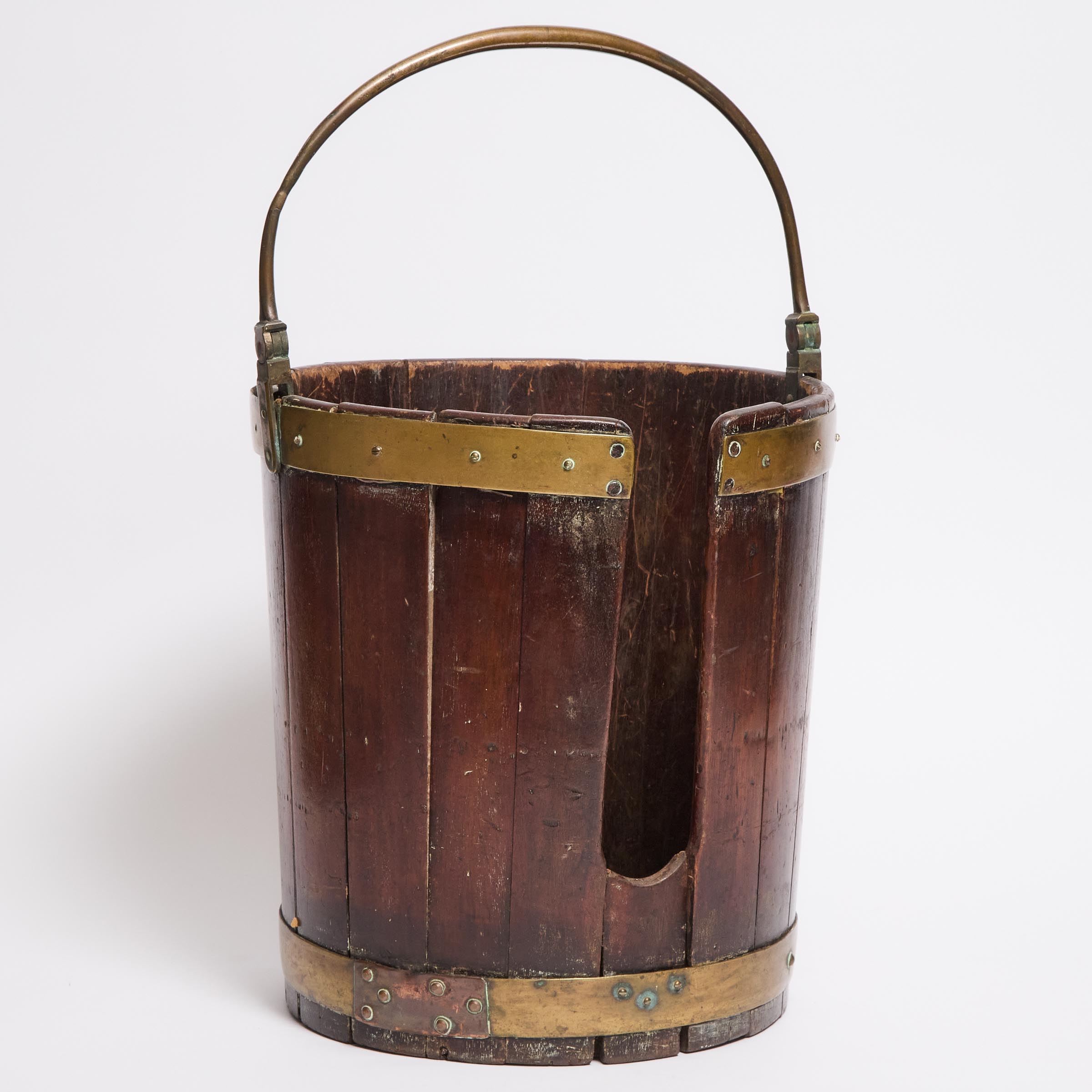 Brass Bound Mahogany Plate Bucket  2fb046e