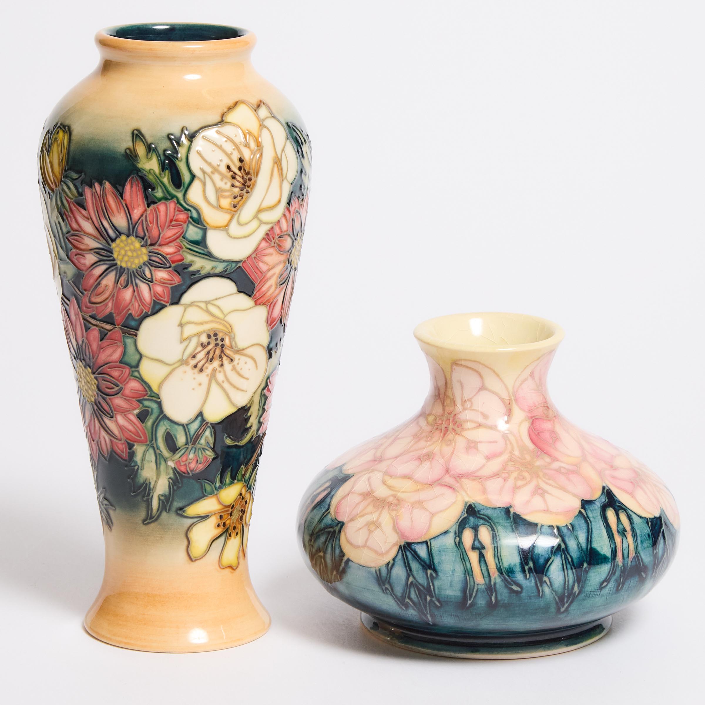 Two Moorcroft Floral Vases, c.1997 