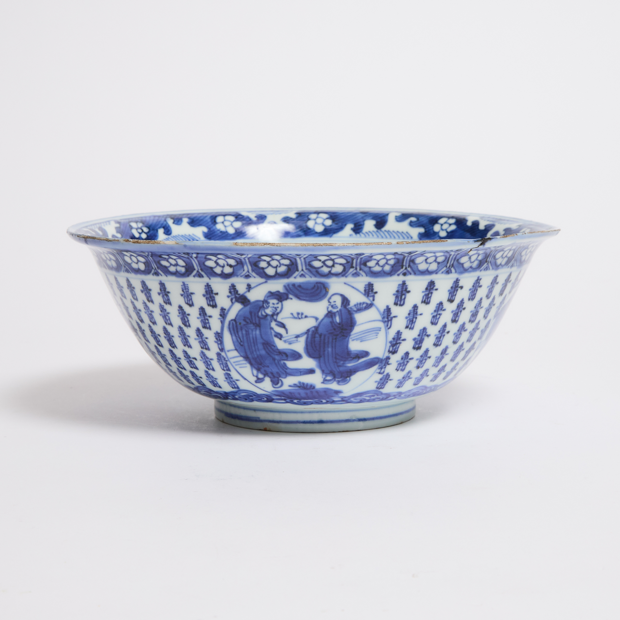 A Blue and White Eight Immortals Bowl,