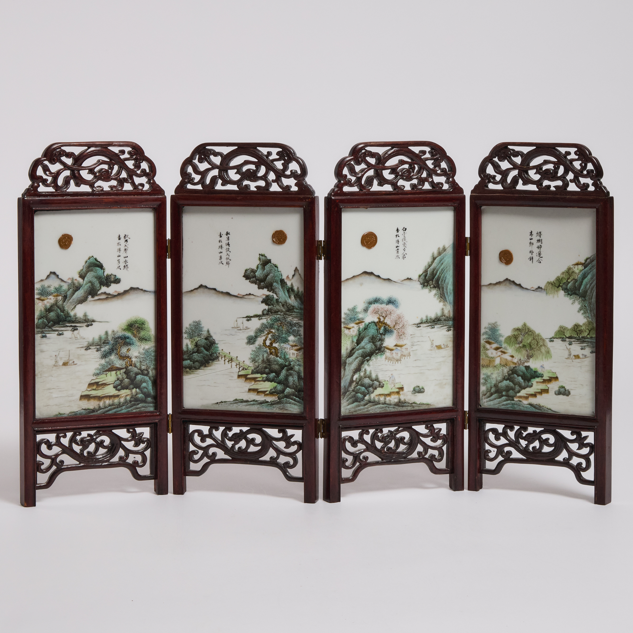 An Enameled Porcelain Four Panel 2fb061f