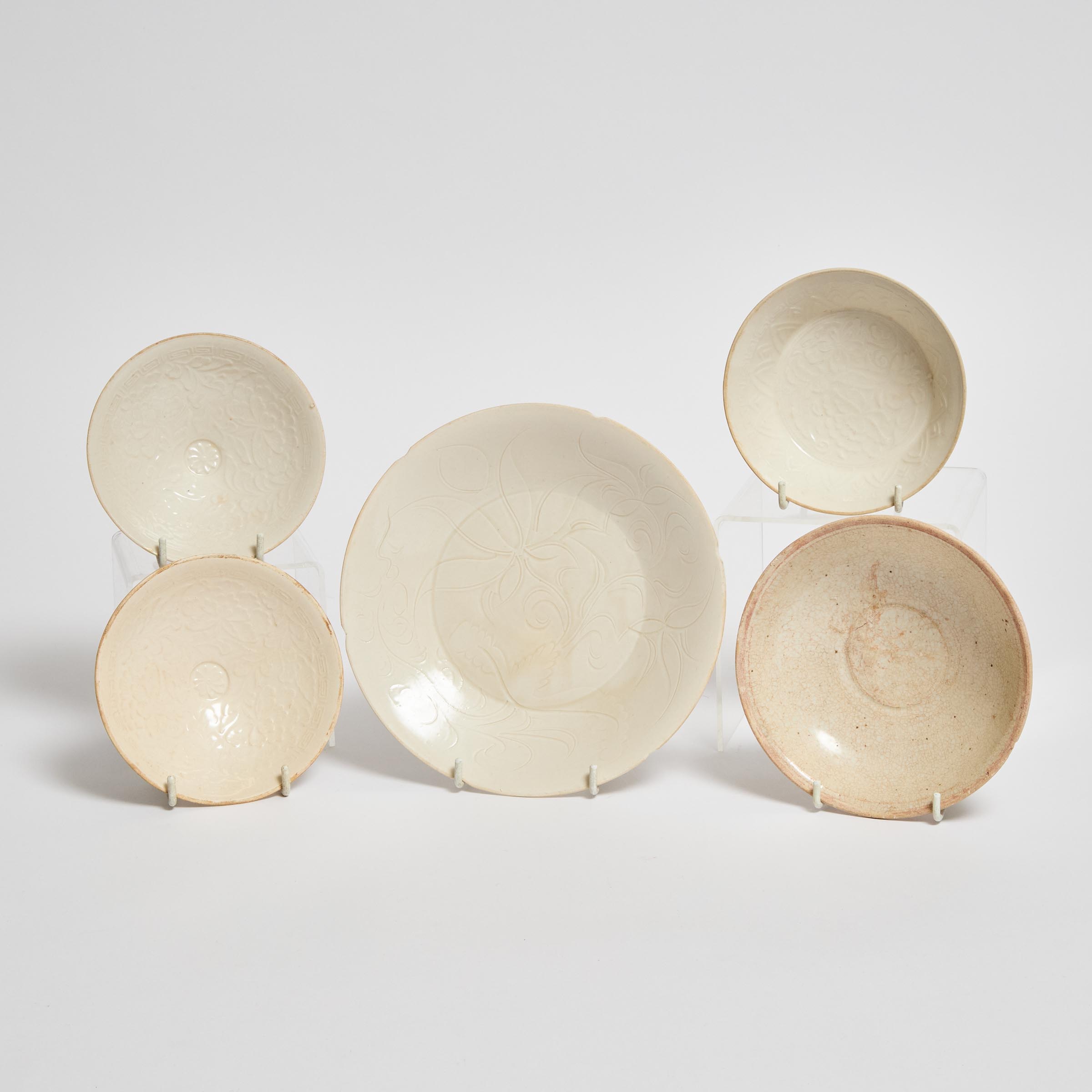 A Group of Five Qingbai/Ding-Type Dishes,