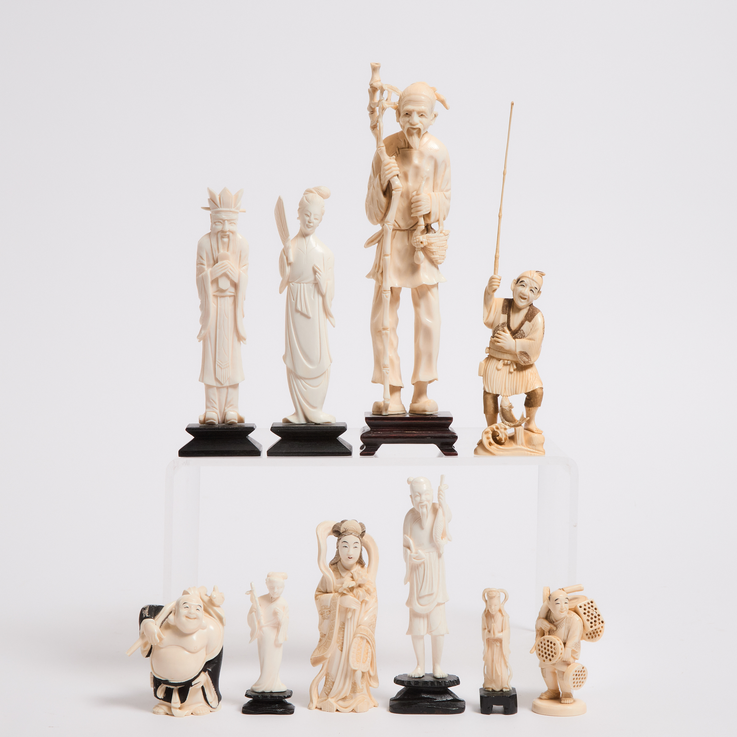 A Group of Ten Ivory Figures, Early