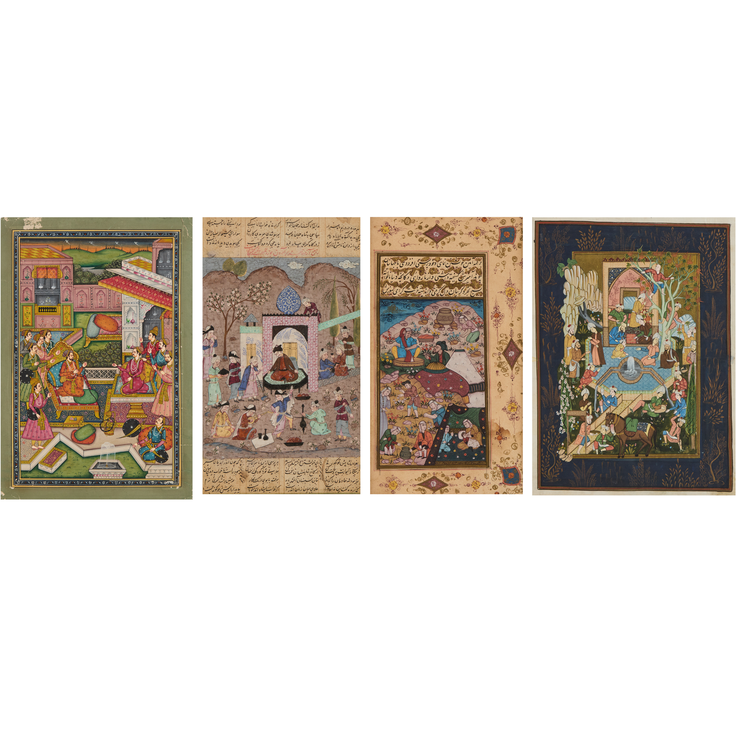 A Group of Four Persian Miniature Paintings,