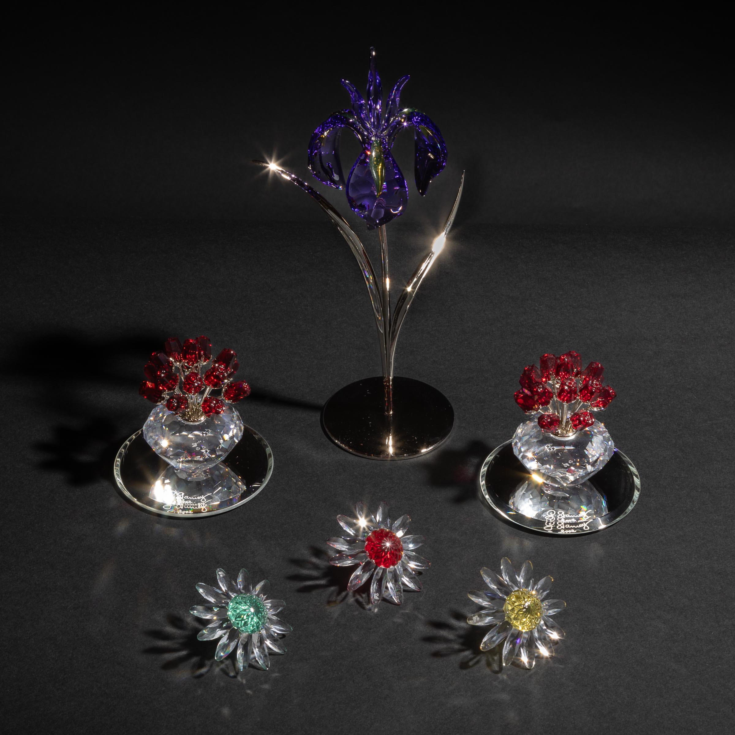 Six Swarovski Crystal Flowers  2fb0757