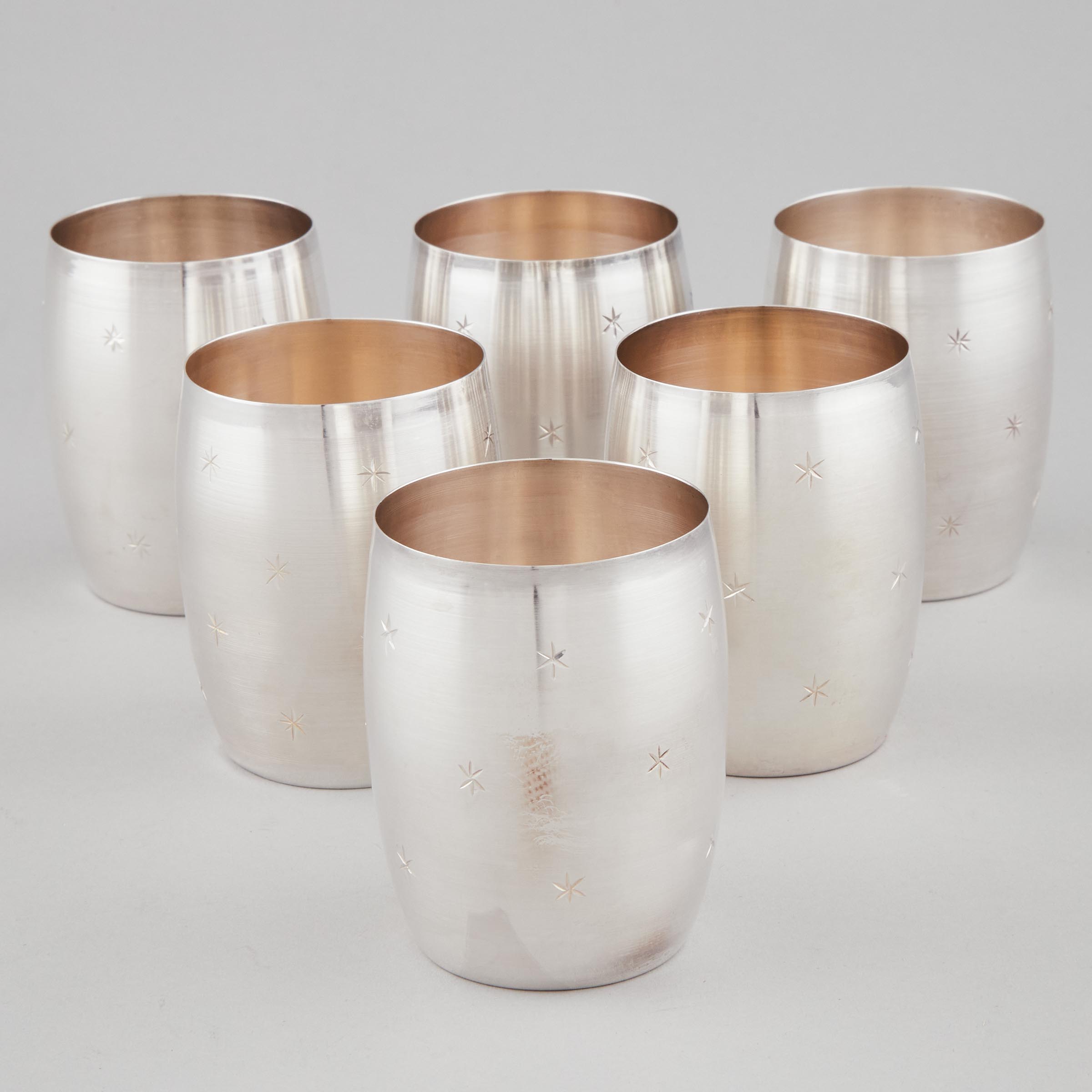 Six Indian Silver Beakers, late 20th