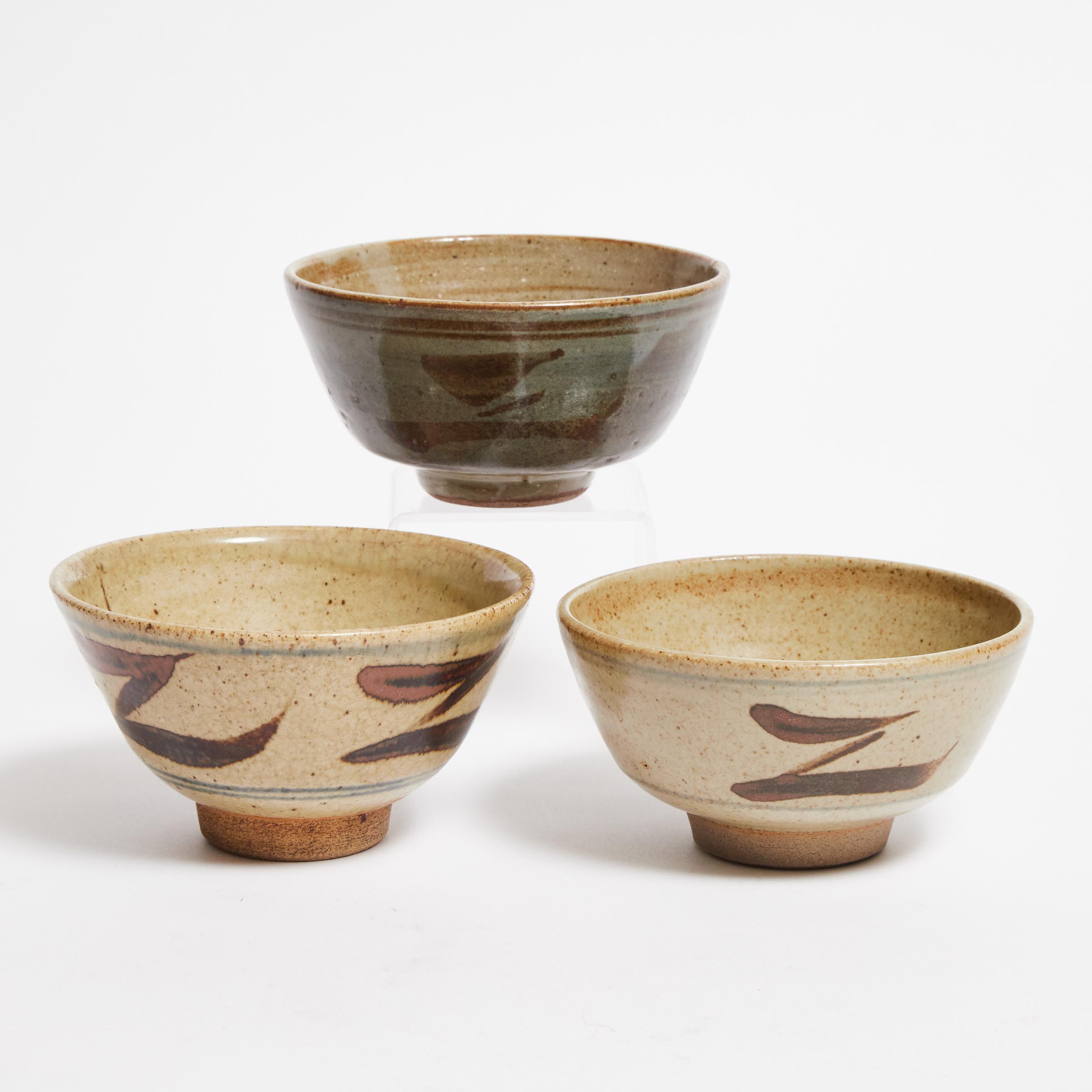 Three St. Ives Pottery Bowls, mid-20th