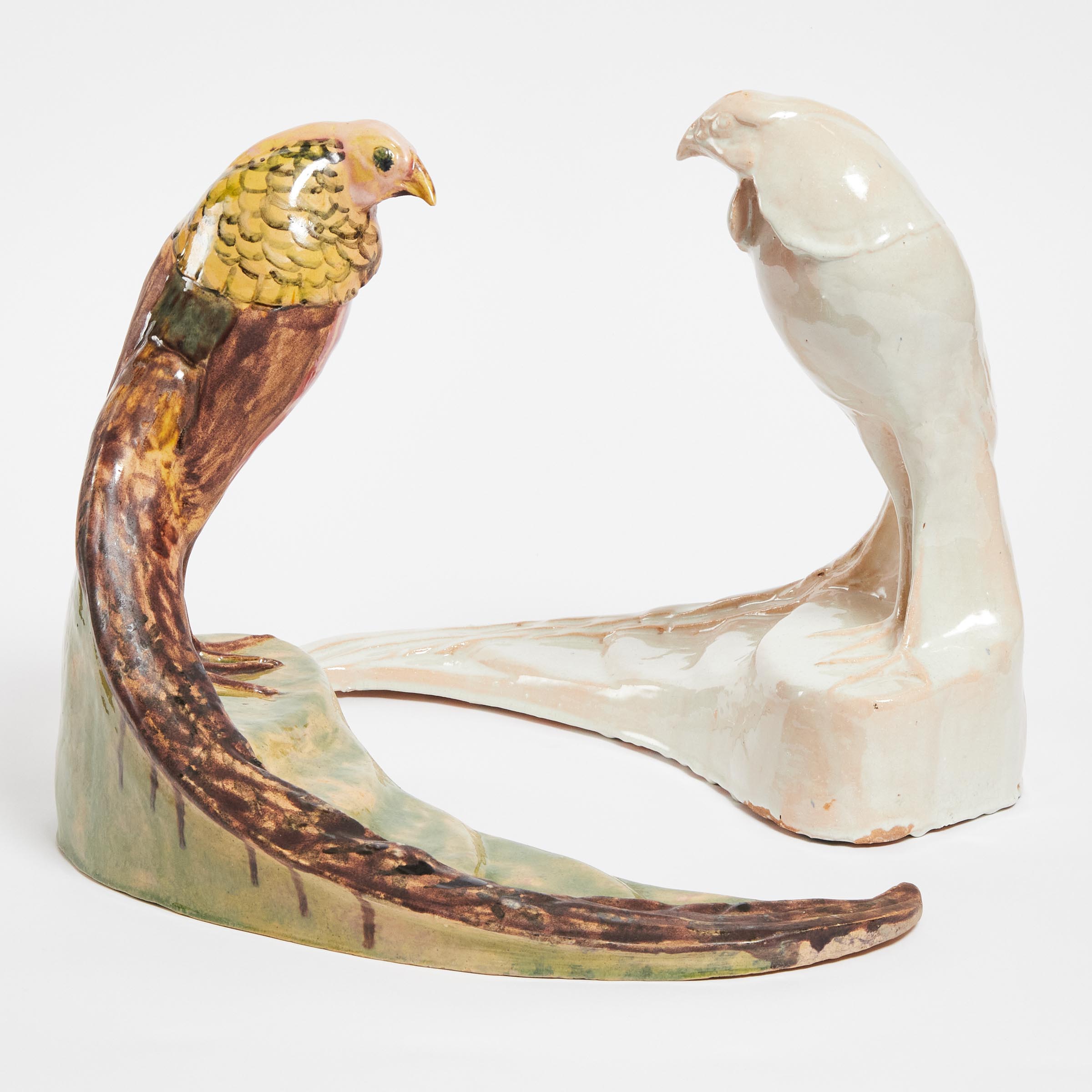 Two Large Ceramic Models of Pheasants,