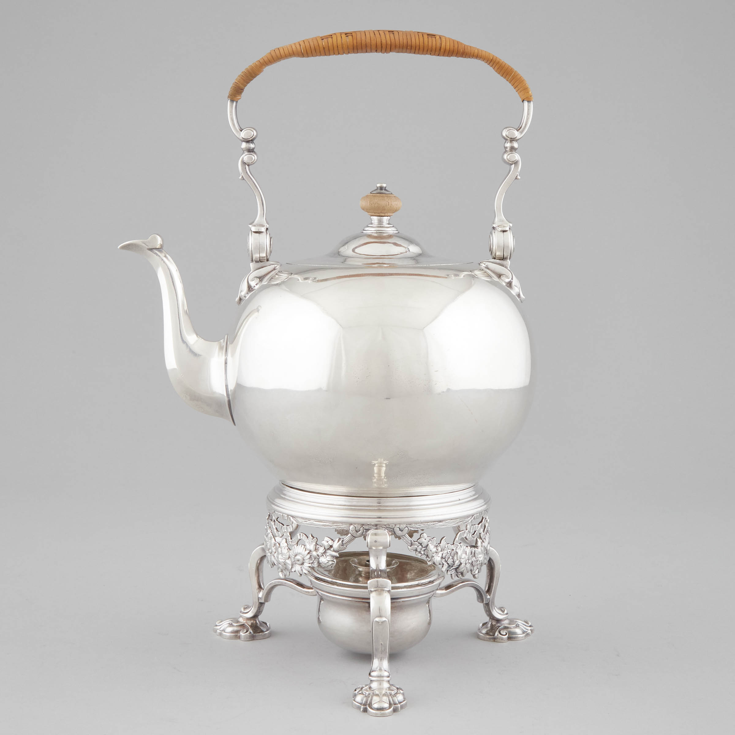 George II Silver Kettle on Lampstand  2fb0911