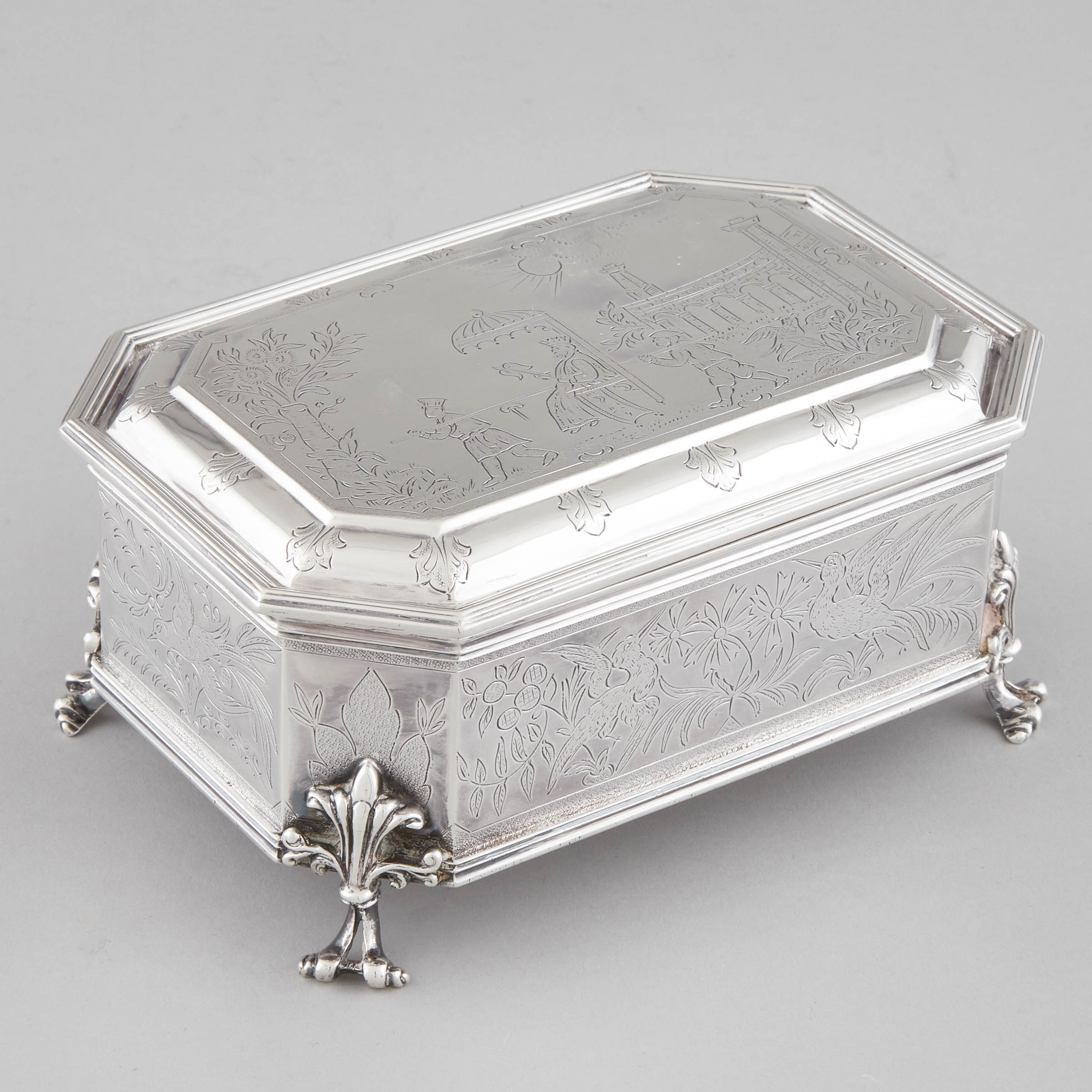 English Silver Chinoiserie Cigarette