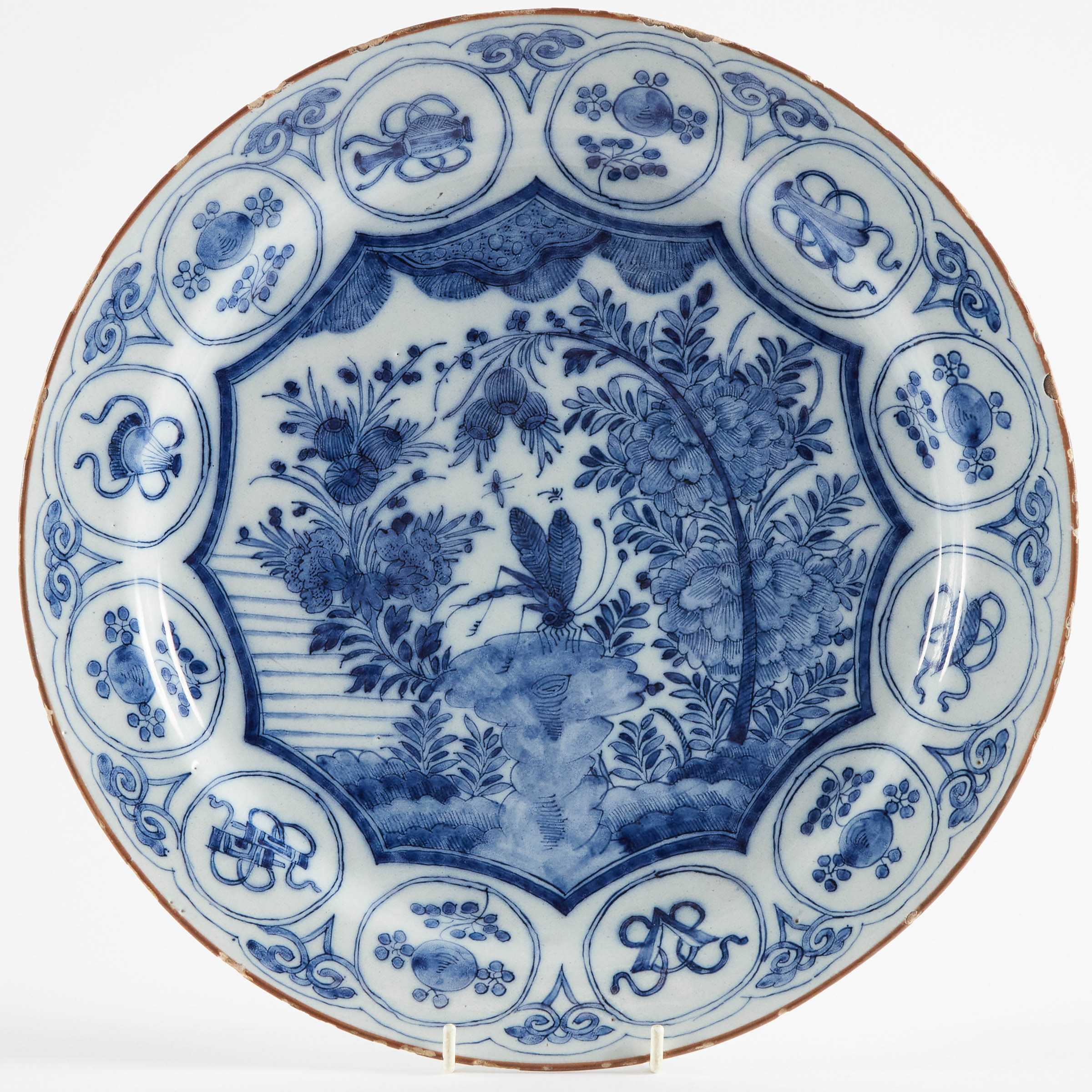 Delft Blue Painted Dragonfly Charger  2fb094e