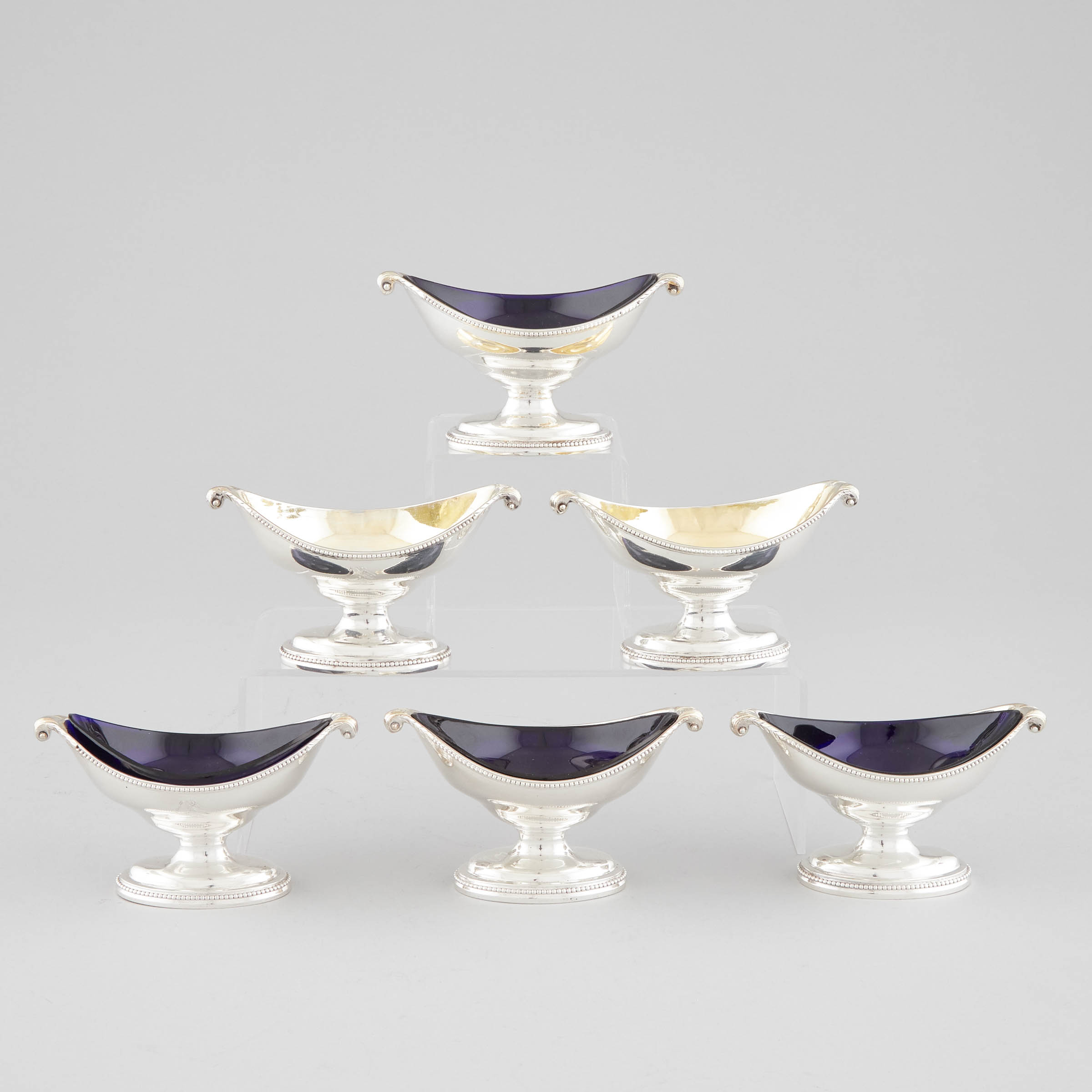 Six George III Silver Oval Salt Cellars,