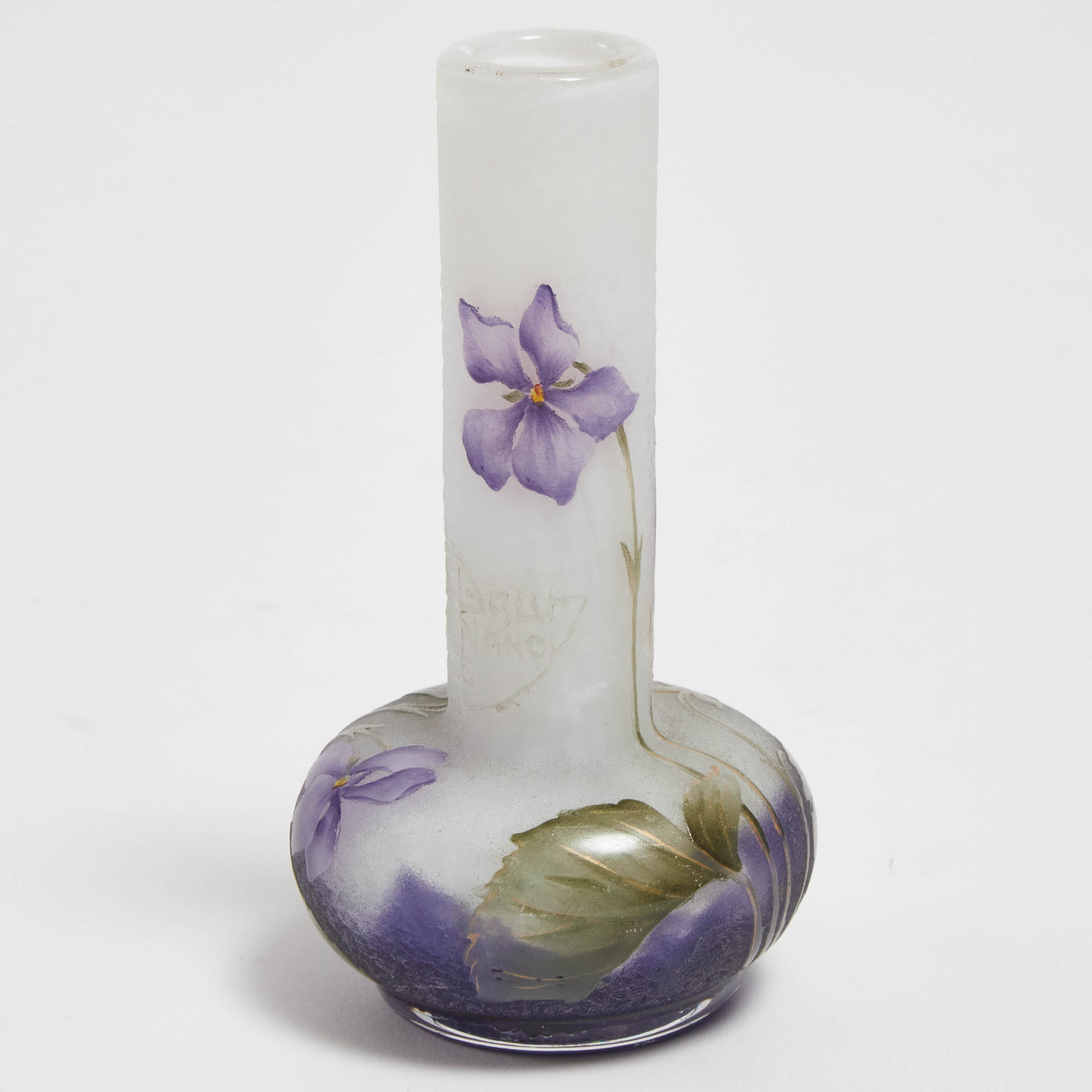Daum Enameled Cameo Glass Violets 2fb0942