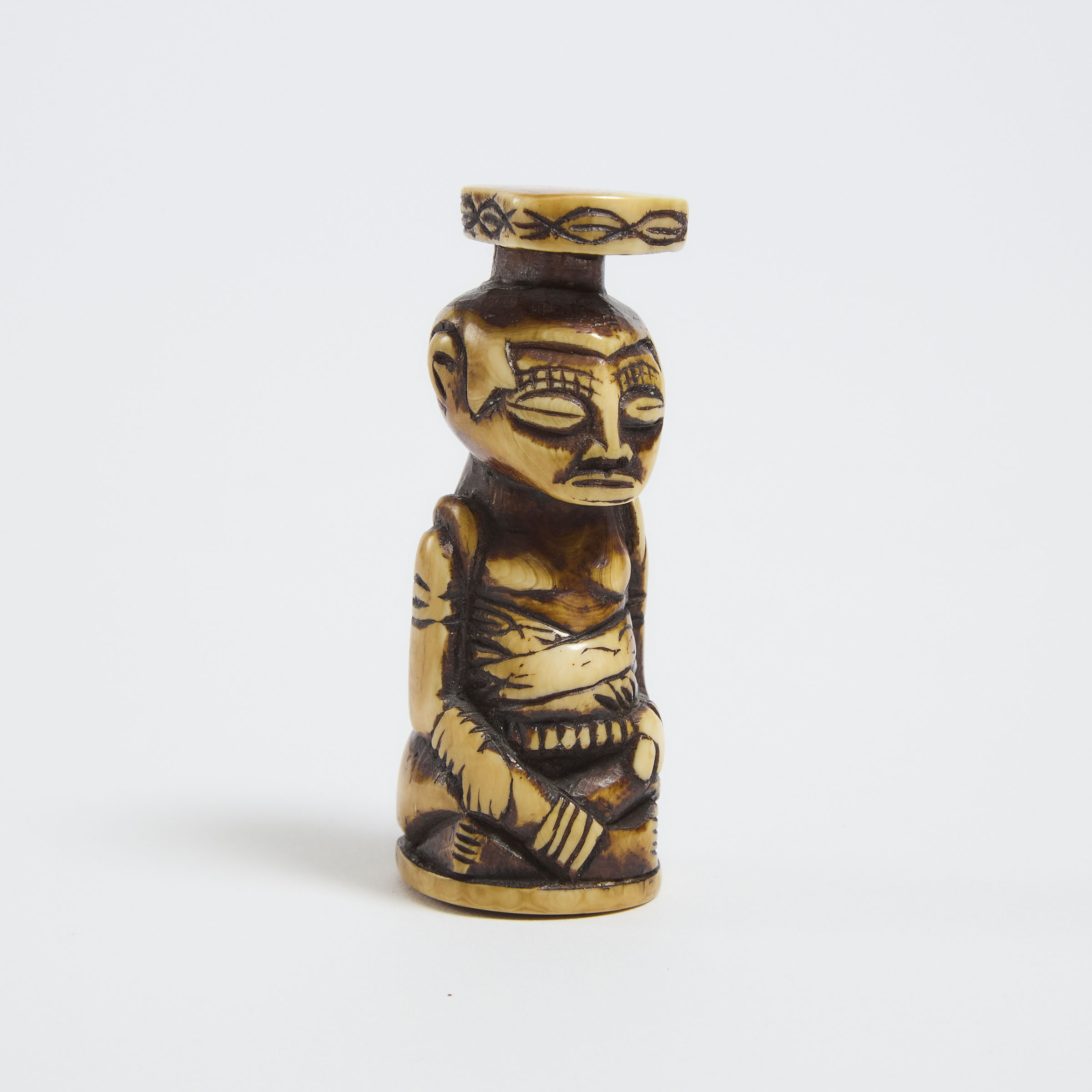 Luba Carved Ivory Seated Figure  2fb0af8