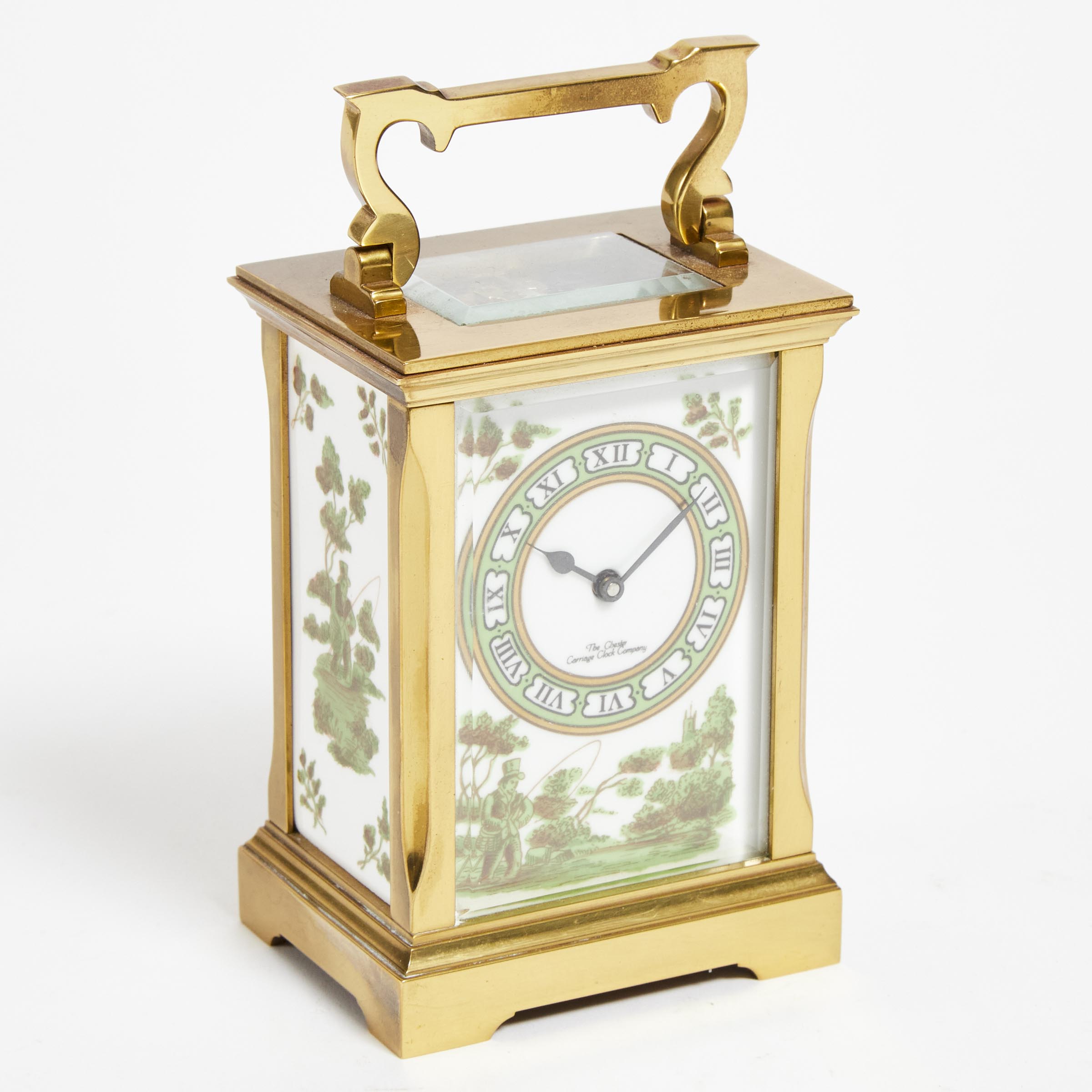 English Porcelain Mounted Carriage Clock,