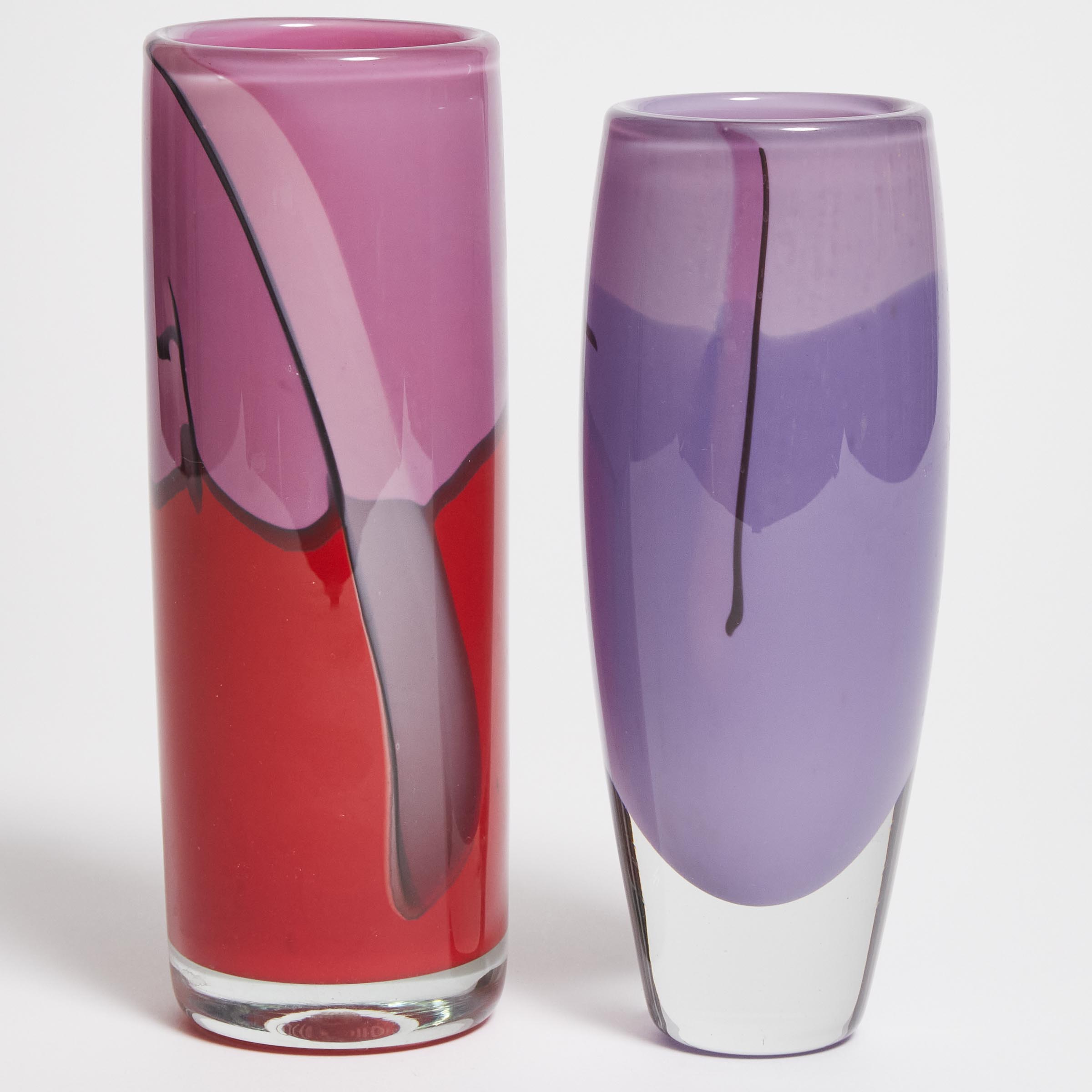 Two Magdanz Shapiro Studio Glass Vases,