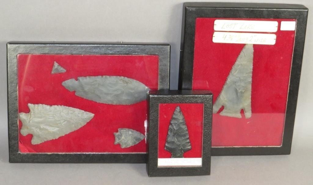 3 FRAMES OF 6 ASSORTED STONE NATIVE