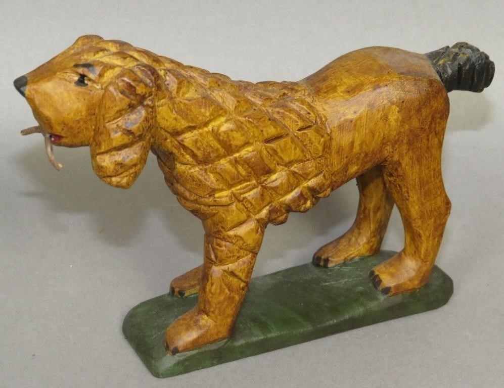 SMALL FOLK ART CARVED POODLE ATTRIBUTED 2fb0d69
