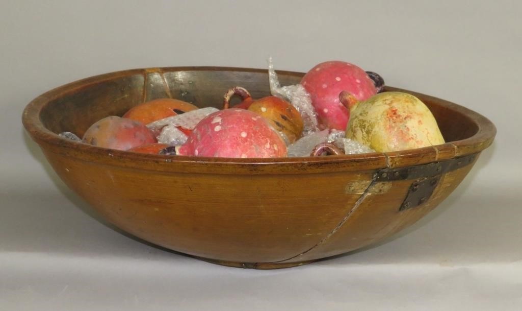 LARGE WOODEN TURNED KITCHEN BOWL WITH