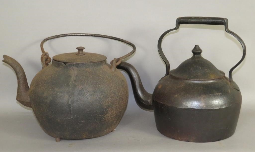 2 CAST IRON TEAPOTSca. 18th-early 19th