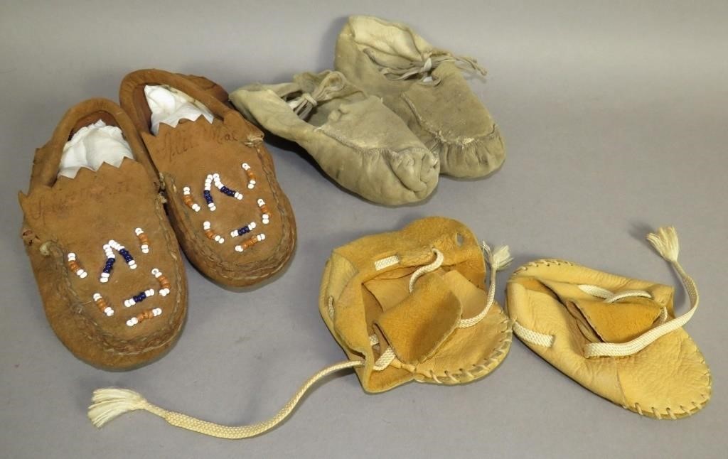 3 PAIRS OF DEERSKIN LEATHER MOCCASINSca  2fb0e1d