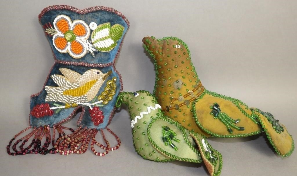 3 FINE BEADWORK PIN CUSHIONSca. 1900-1920;