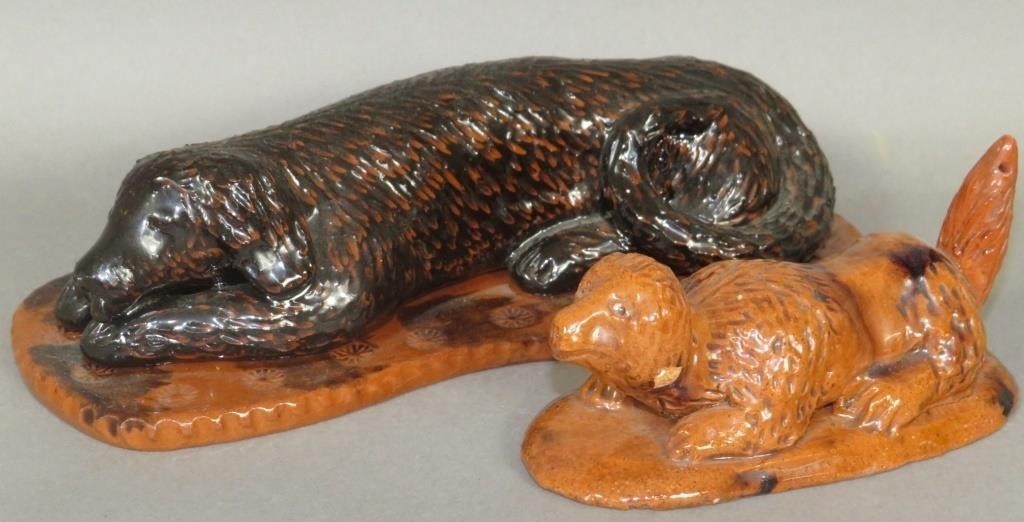 2REDWARE RECLINING DOG FIGURES BY BREININGER