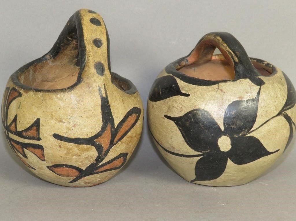 2 SMALL PAINTED SANTO DOMINGO-PUEBLO