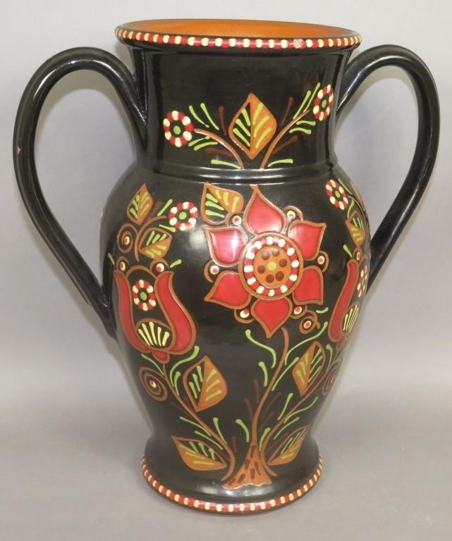 FINE DARK SGRAFFITO VASE BY BREININGER 2fb0e43