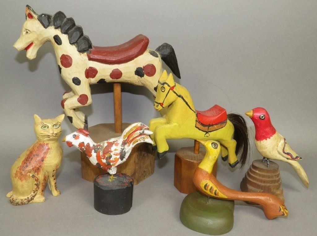 6 FOLK ART CARVINGS BY VARIOUS 2fb0e4a