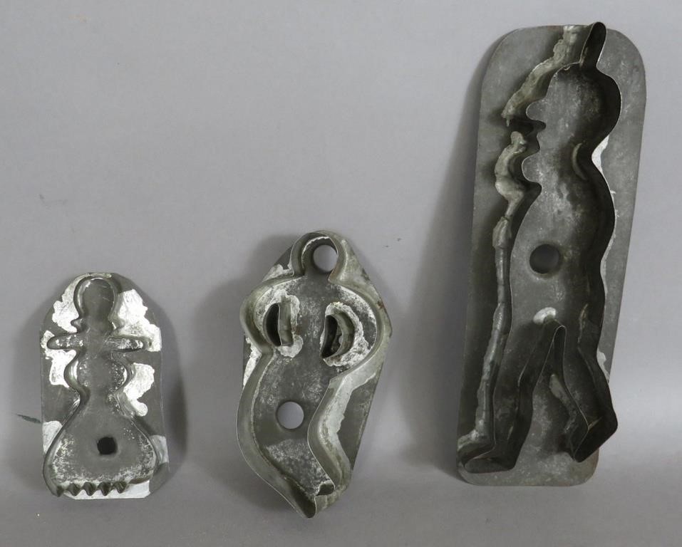 3 UNCOMMON FIGURAL TIN COOKIE CUTTERSca  2fb0e9c