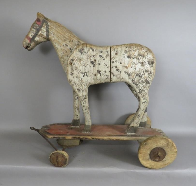 HOMECRAFTED WOODEN PULL TOY RIDE ON