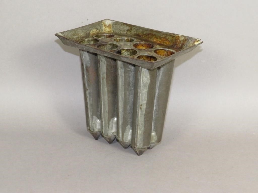 RARE SMALL SIZE TIN 8 HOLE CANDLE MOLDca.