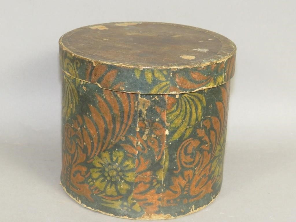 ROUND WALLPAPER COVERED LIDDED BOXca.