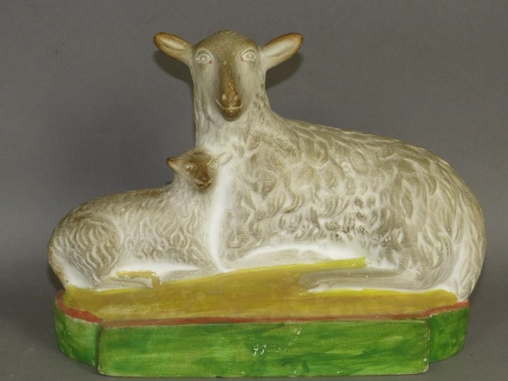 CHALKWARE RECLINING SHEEP LAMB 2fb0fb1