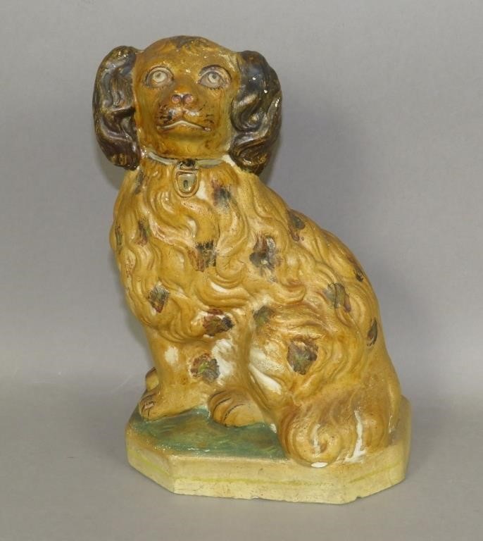 CHALKWARE SEATED SPANIEL DOG FIGUREca  2fb0fc9