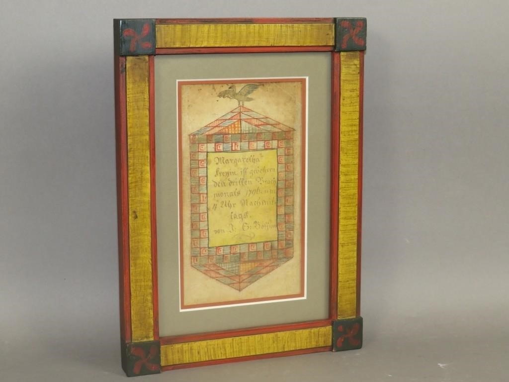 FRAMED BOOKPLATE SIZE BIRTH RECORD BY