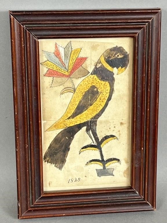 FRAMED PARROT FRAKTUR REWARD OF 2fb1049